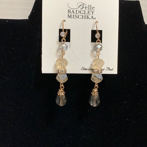Badgley Mischka Jewelry - Belle Badgley Mischka gold crystal and rhinestone 3” dangle pierced earrings